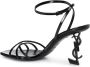 Saint Laurent Zwarte Leren Vierkante Neus Sandalen Black Dames - Thumbnail 3