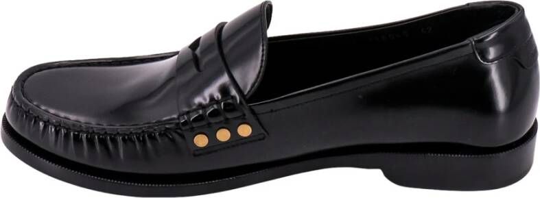 Saint Laurent Zwarte Loafer Schoenen met Metalen Details Black Heren