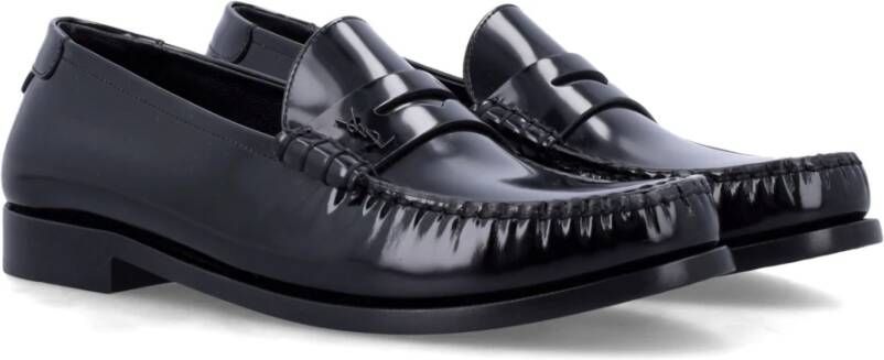 Saint Laurent Zwarte Monogram Penny Loafer Black Dames