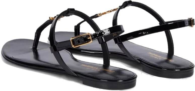 Saint Laurent Zwarte platte sandalen elegante stijl Black Dames