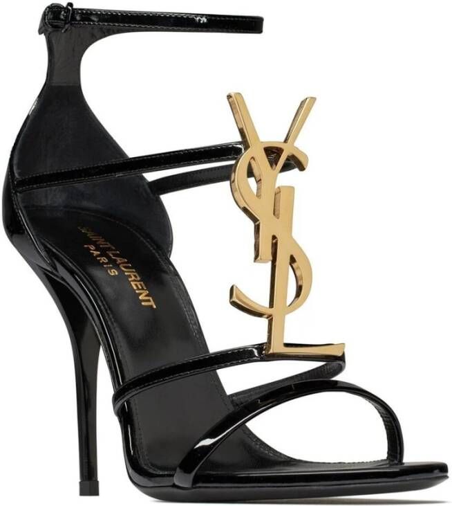 Saint Laurent Zwarte Cassandra Open-Toe Hoge Hak Sandalen Black Dames