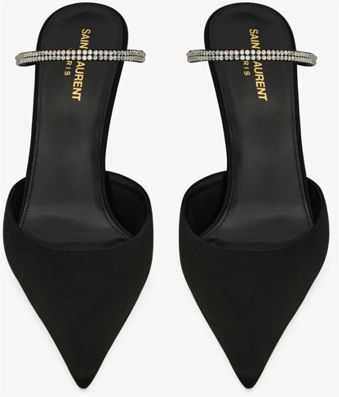 Saint Laurent Zwarte Sandalen met Strass en 9cm Hak Black Dames