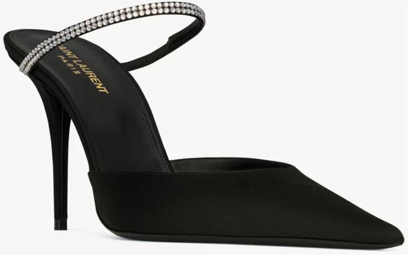 Saint Laurent Zwarte Sandalen met Strass en 9cm Hak Black Dames