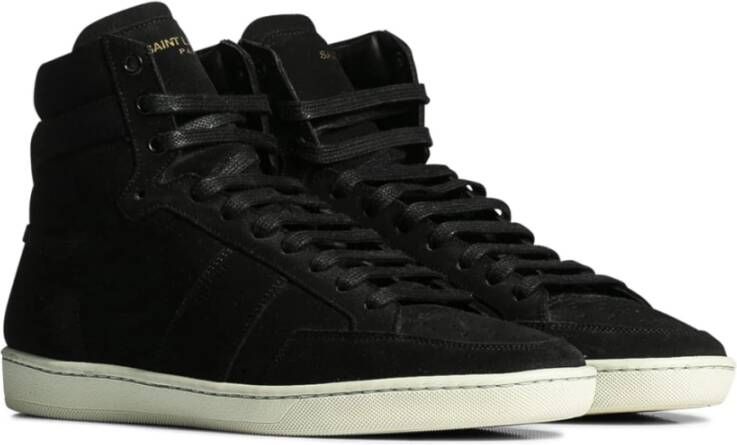 Saint Laurent Zwarte Suède High Top Sneakers Black Heren