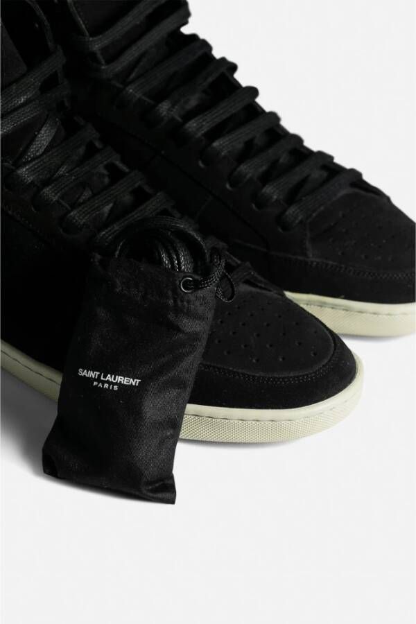 Saint Laurent Zwarte Suède High Top Sneakers Black Heren