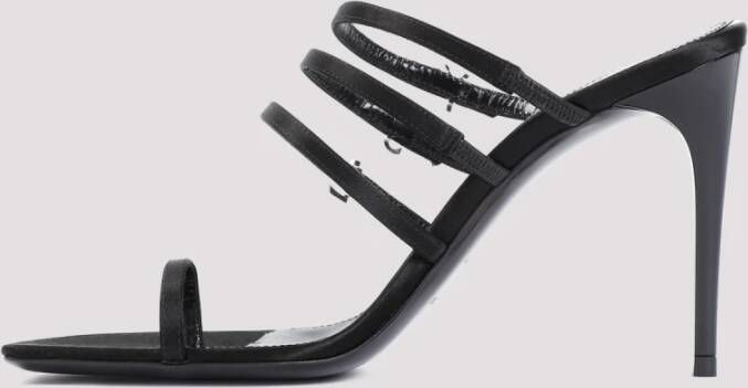 Saint Laurent Zwarte Textiel Sandalen met YSL-charms Black Dames