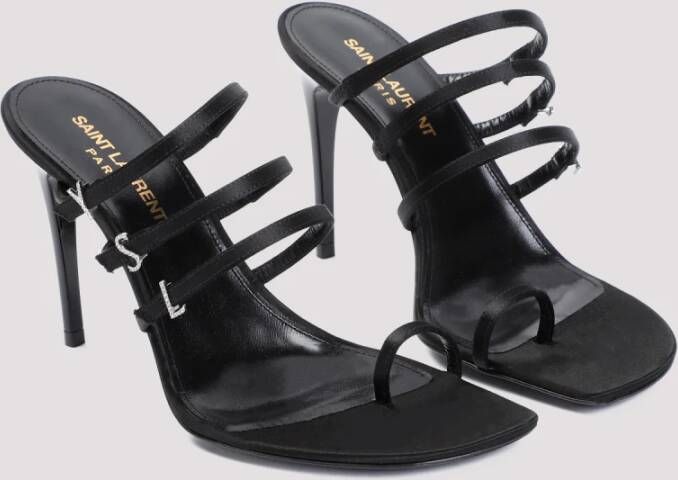 Saint Laurent Zwarte Textiel Sandalen met YSL-charms Black Dames