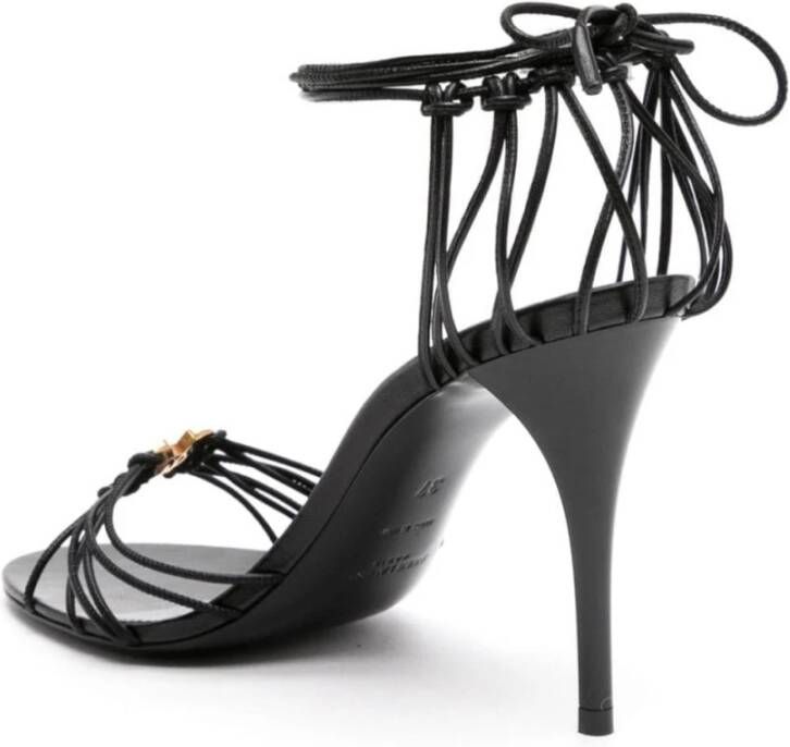 Saint Laurent Zwarte Vetersandalen Black Dames