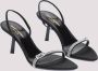 Saint Laurent Zwarte Zijden Sandalen met Strassband Black Dames - Thumbnail 3