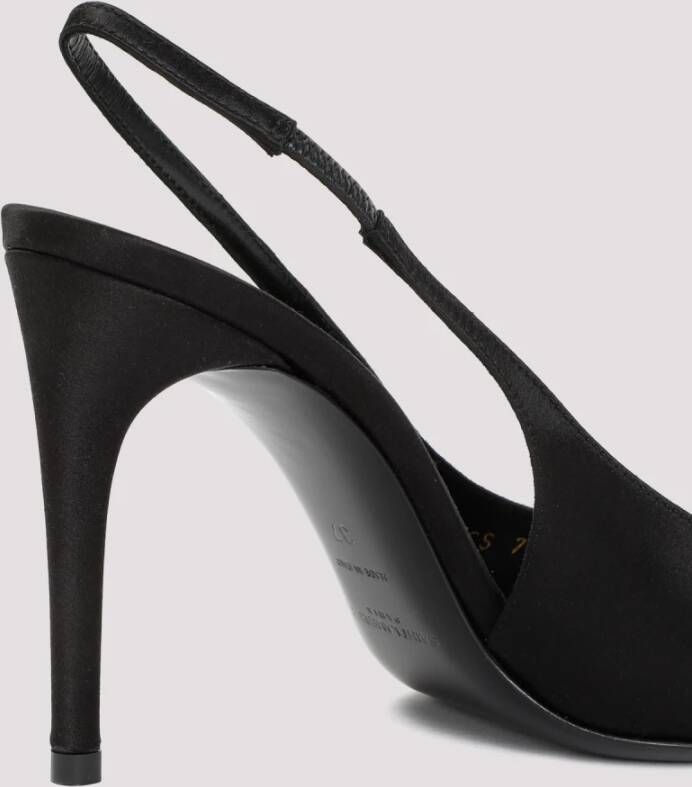 Saint Laurent Zwarte Zijden Slingback Pump Black Dames