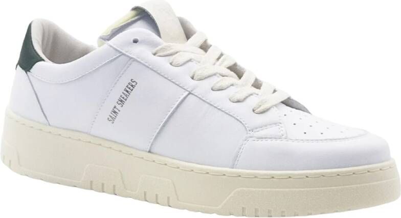 Saint Sneakers Witte Leren Groene Top Sneakers White Heren