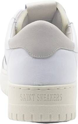 Saint Sneakers Witte Leren Sneakers Groene Streep White Heren