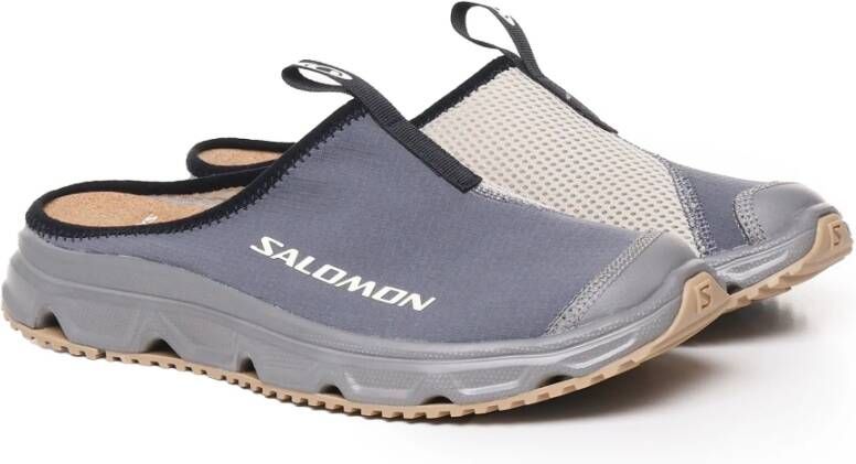 Salomon Grijze Mesh Rubberen Zool Sabot Stijl Sneakers Gray Heren