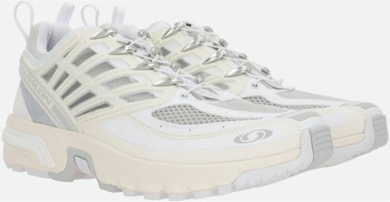 Salomon Lichtgrijze en witte lage sneakers White Heren