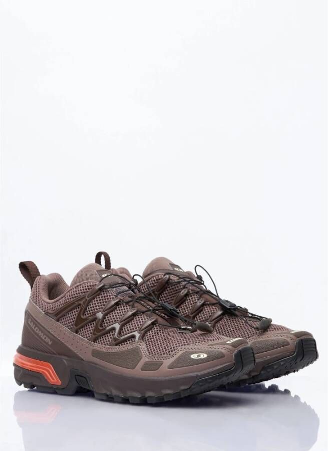 Salomon Mesh Panel Sneakers Lace-Up Logo Debossed Brown Heren