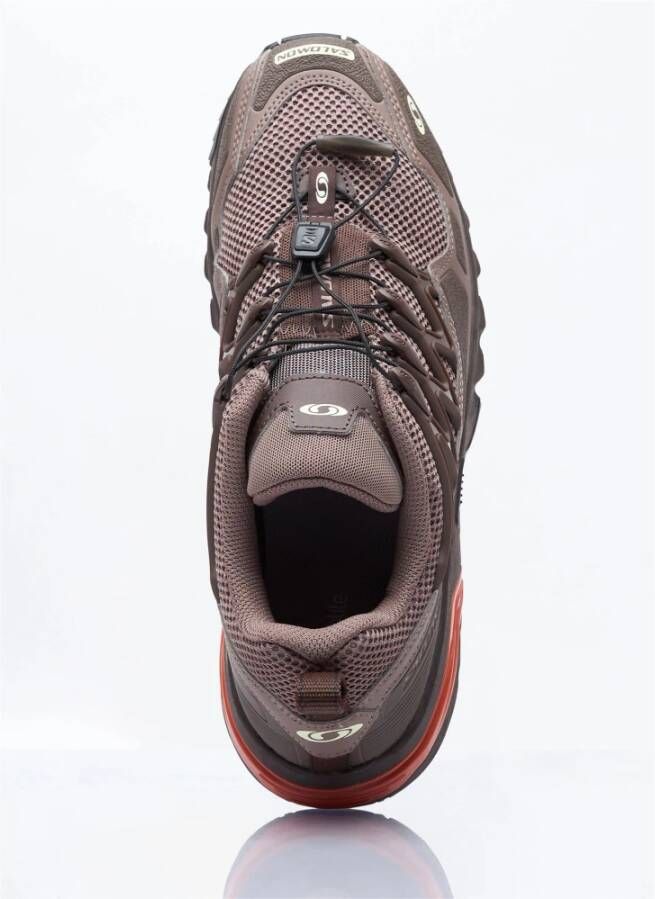 Salomon Mesh Panel Sneakers Lace-Up Logo Debossed Brown Heren