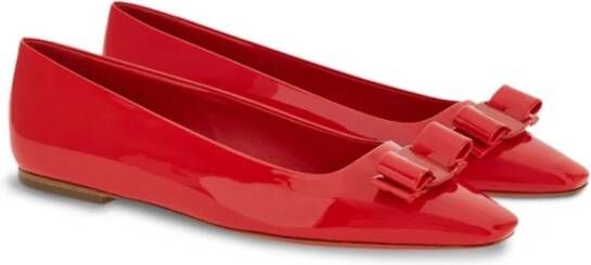 Salvatore Ferragamo Rode Bow-Detail Ballerina Flats Rood Dames