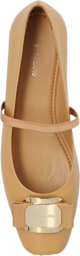 Salvatore Ferragamo Ballet Flats `Zina` Beige Dames