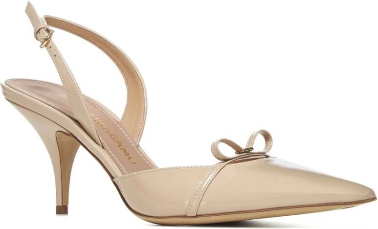 Salvatore Ferragamo Beige Lakleren Hakken met Strik Beige Dames