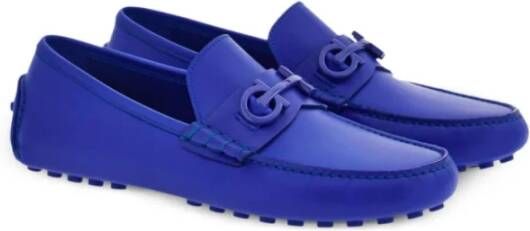 Salvatore Ferragamo Blauwe Logo Loafers Leren Schoenen Blue Heren