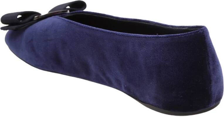 Salvatore Ferragamo Blauwe Velvet Ballerina Elegante Vanna Stijl Blue Dames