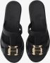 Salvatore Ferragamo Boog Rubberen Sandalen met Gouden Plaat Black Dames - Thumbnail 2