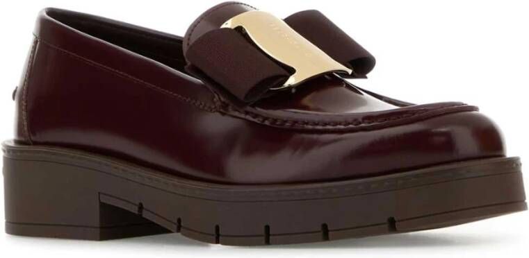 Salvatore Ferragamo Bourgondische Leren Loafers Red Dames