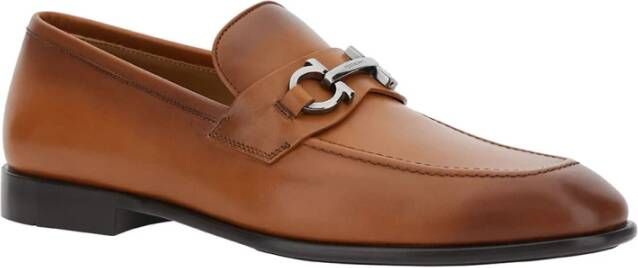 Salvatore Ferragamo Bruin leren loafers met Gancini detail Brown Heren