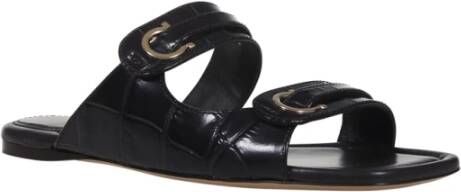 Salvatore Ferragamo Bruin leren slippers Black Dames