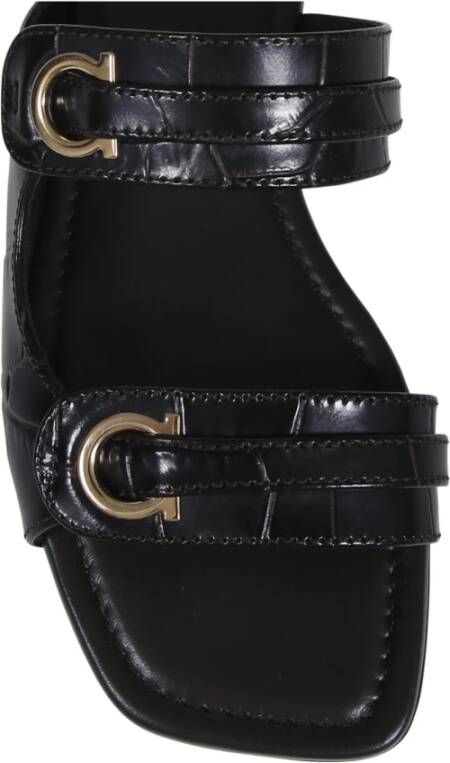 Salvatore Ferragamo Bruin leren slippers Black Dames