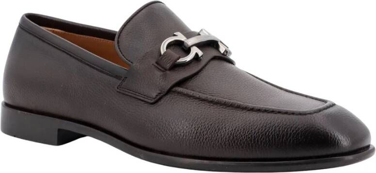 Salvatore Ferragamo Bruine leren loafers amandel teen Brown Heren