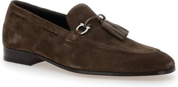 Salvatore Ferragamo Bruine Suède Loafers met Gancini Detail Brown Heren