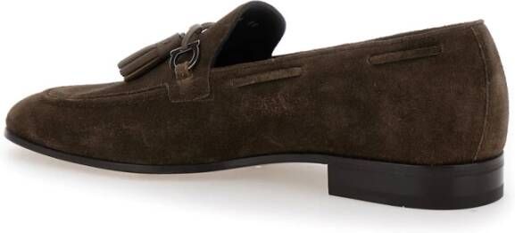 Salvatore Ferragamo Bruine Suède Loafers met Gancini Detail Brown Heren