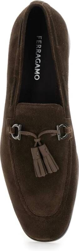 Salvatore Ferragamo Bruine Suède Loafers met Gancini Detail Brown Heren