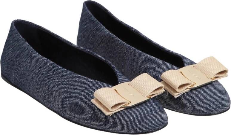 Salvatore Ferragamo Denim Ballerina Elegant Stijlvol Comfortabel Blue Dames