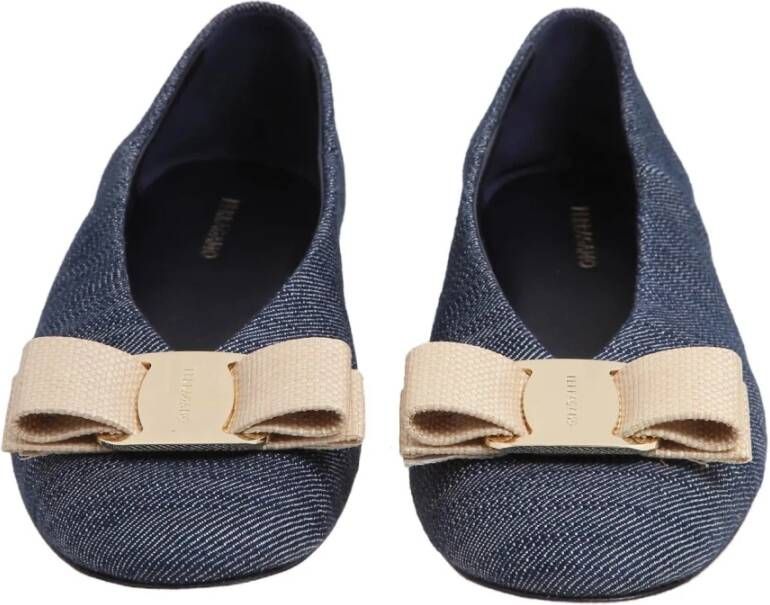 Salvatore Ferragamo Denim Ballerina Elegant Stijlvol Comfortabel Blue Dames