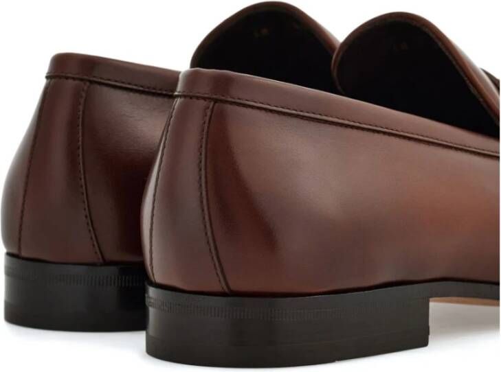 Salvatore Ferragamo Donkerbruine leren mocassins Brown Heren