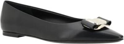 Salvatore Ferragamo Elegante Monogram Strik Ballerina Flats Black Dames