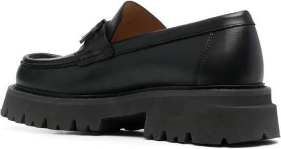 Salvatore Ferragamo Florian Square-Toe Leren Loafers Zwart Black Heren