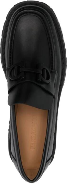 Salvatore Ferragamo Florian Square-Toe Leren Loafers Zwart Black Heren