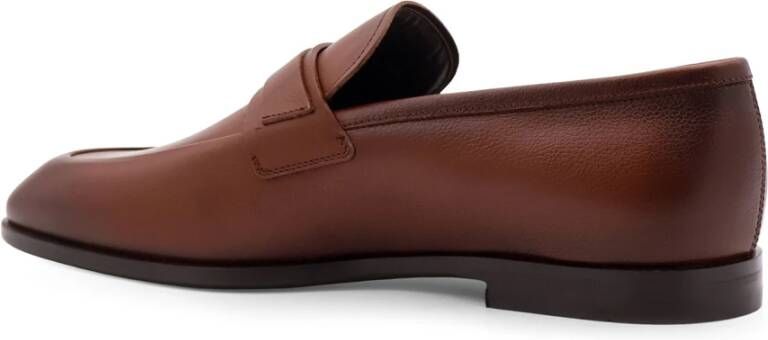 Salvatore Ferragamo Gancini Leren Loafer met Gouden Detail Brown Heren