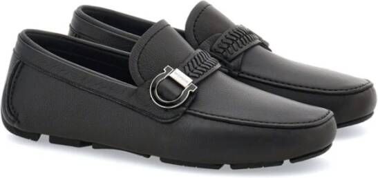 Salvatore Ferragamo Gancini Leren Loafers Black Heren