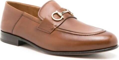 Salvatore Ferragamo Gancini Logo Leren Loafers Brown Dames