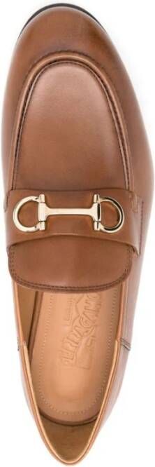 Salvatore Ferragamo Gancini Logo Leren Loafers Brown Dames