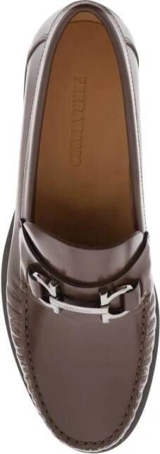 Salvatore Ferragamo Geborsteld leren Gancini loafers Brown Heren