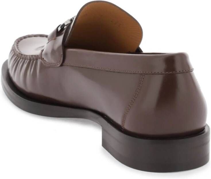 Salvatore Ferragamo Geborsteld leren Gancini loafers Brown Heren