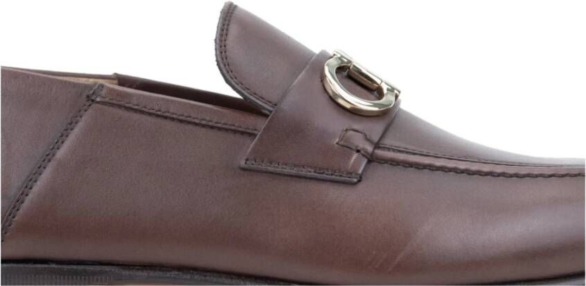 Salvatore Ferragamo Heren Slip-On Loafers Leren Schoenen Brown Heren