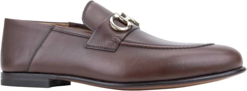 Salvatore Ferragamo Heren Slip-On Loafers Leren Schoenen Brown Heren