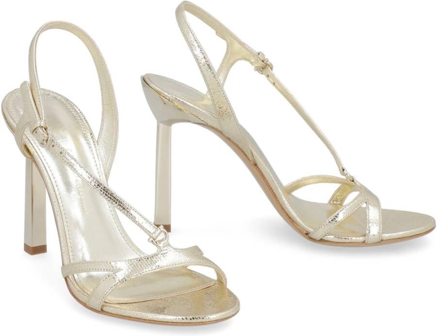 Salvatore Ferragamo Hoge Leren Sandalen Yellow Dames