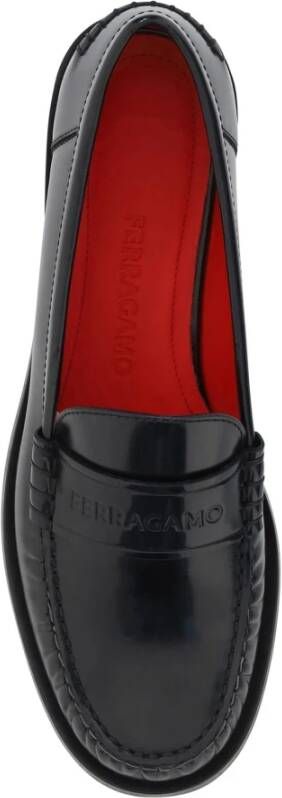 Salvatore Ferragamo Irina Leren Loafers Black Heren